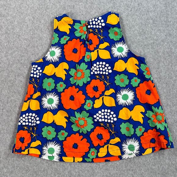 Marimekko For Target Girls Sleeveless Blouse Size Medium Retro Floral Blue Orang - Picture 7 of 9